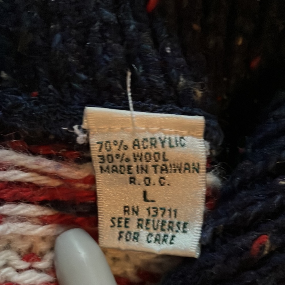Vintage Marsh Landing Wool Blend Fair Isle Popover V-neck Zipper Sweater - Picture 4 of 11